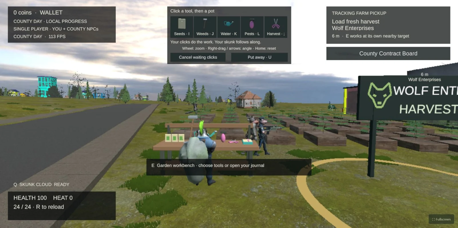 Browser BQ development capture, October 3. Wolf farm.