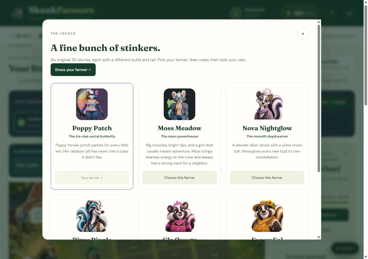 The existing character roster. Fresh October 4 isolated local browser capture of the working distribution snapshot; original build date not established.