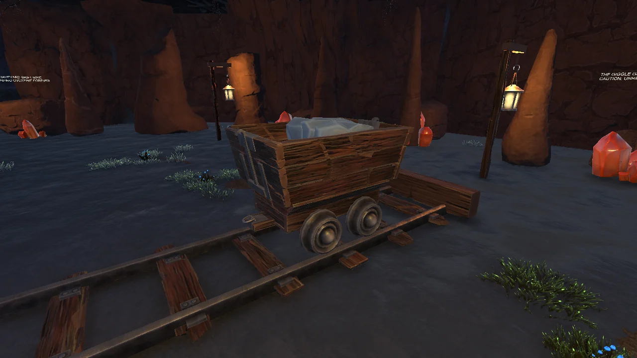 The existing mine cart in the October 6 ore-cart development review. Still image, not a gameplay recording.
